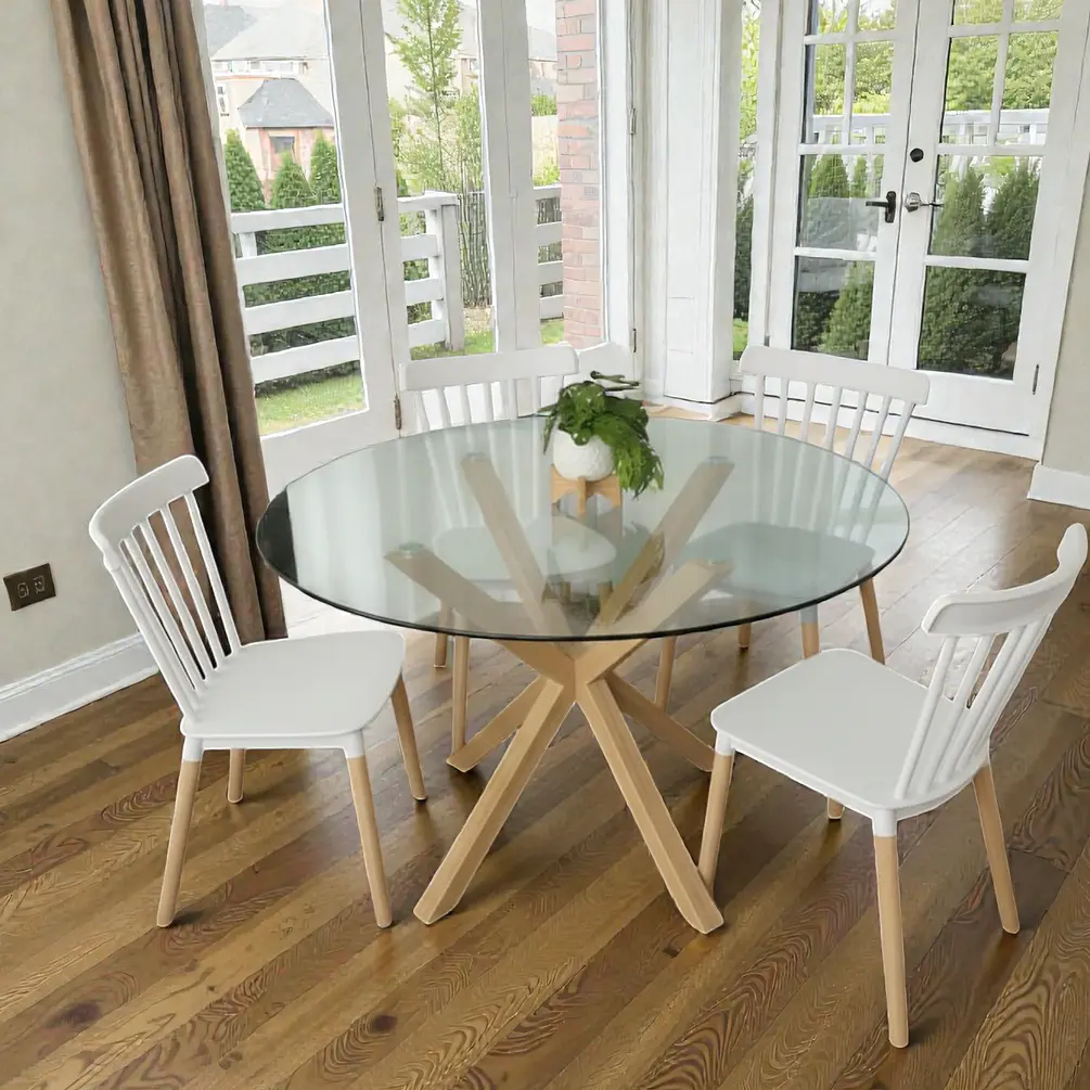 Comedor Redondo Vidrio 4 ó 6 Sillas Windsor – Mesa Madrid 2