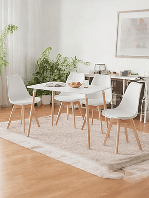 Comedor Mesa Rectangular Melamina 120x80 cm + Sillas Tulip