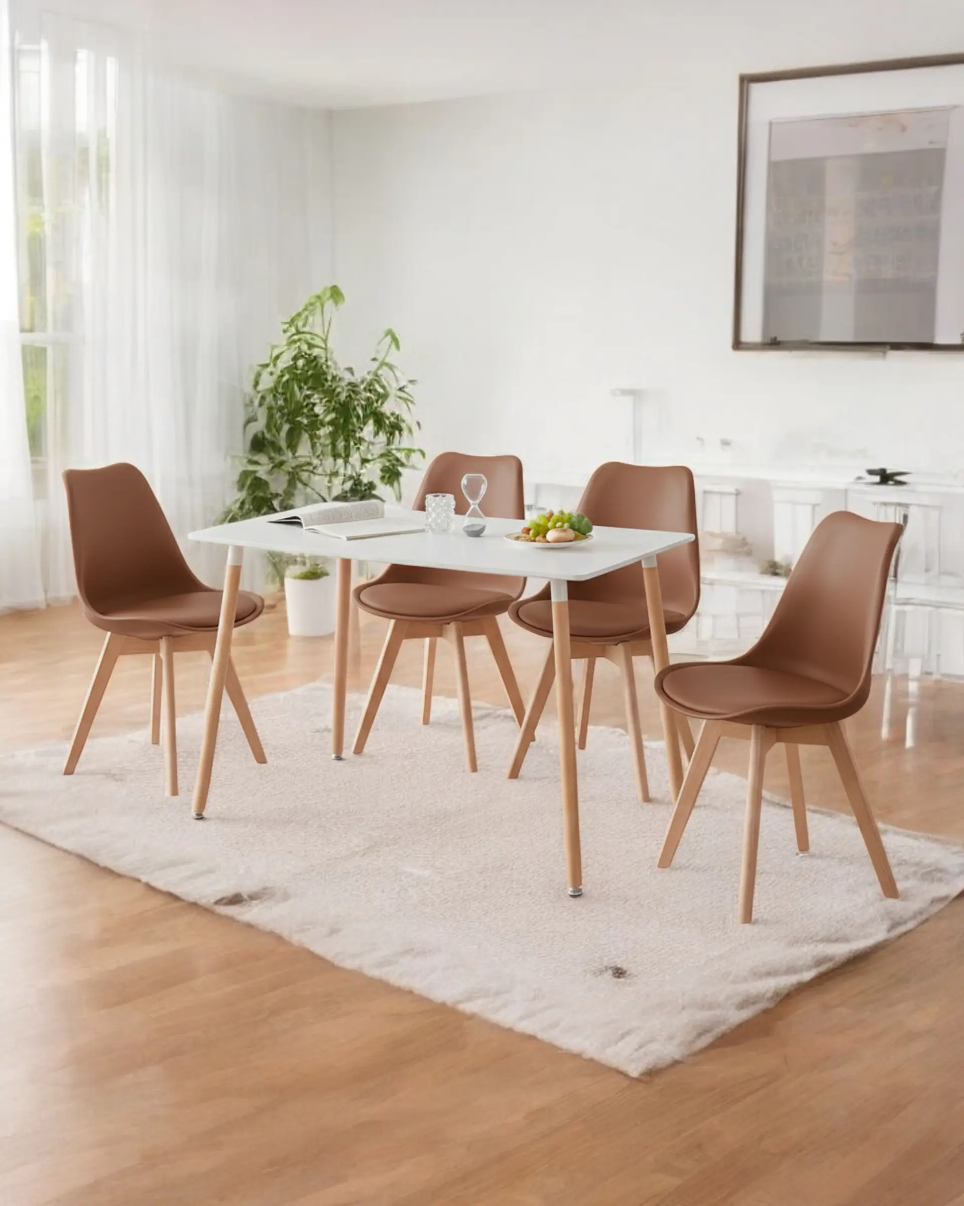 Comedor Rectangular Melamina con Sillas Tulip 3