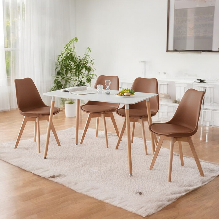 Comedor Mesa Rectangular Melamina 120x80 cm + Sillas Tulip 3