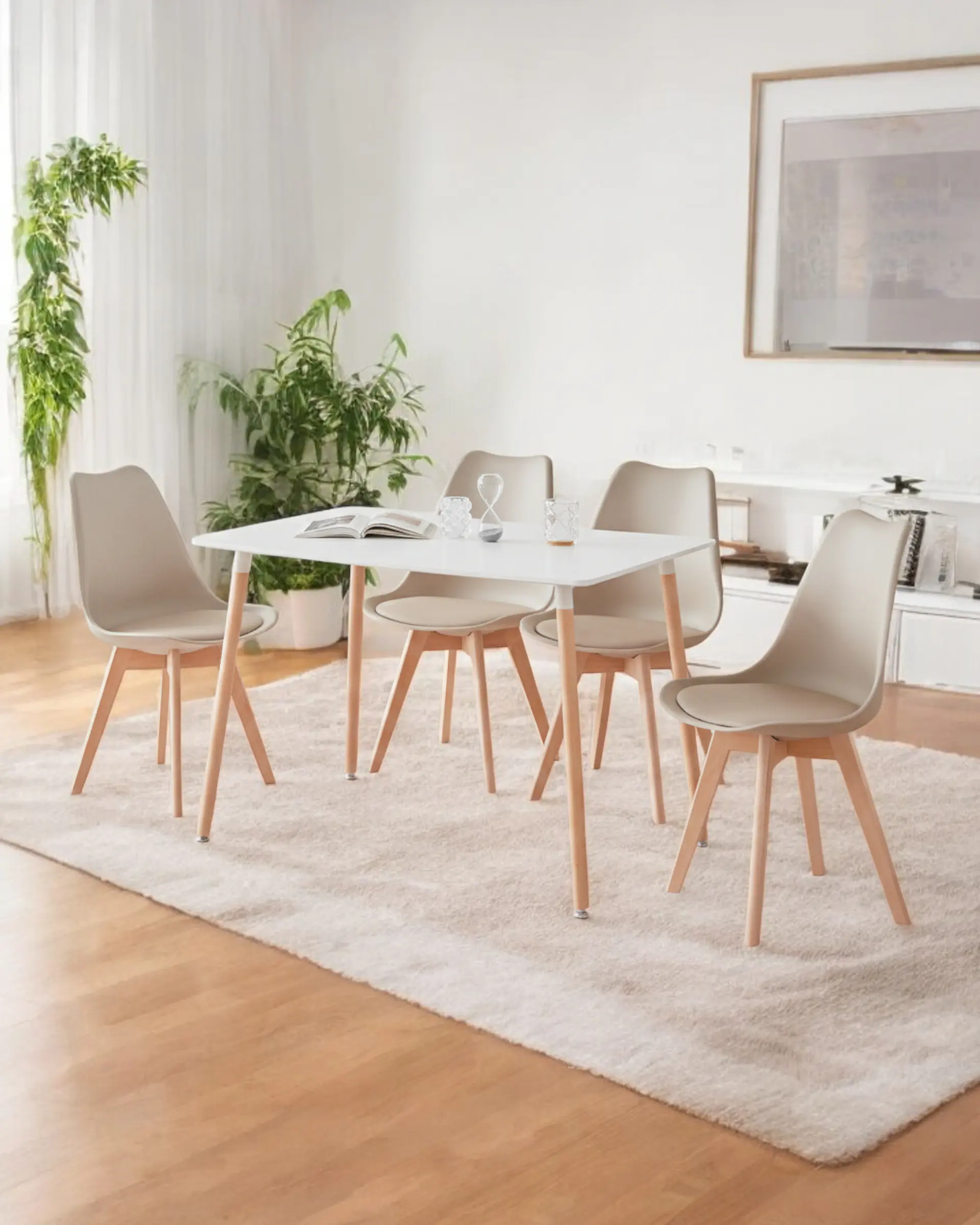 Comedor Rectangular Melamina con Sillas Tulip 5