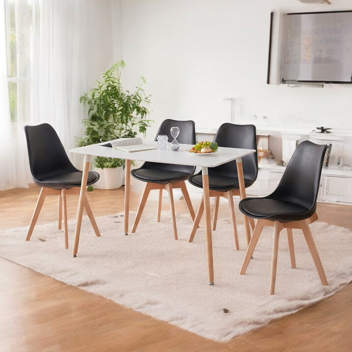 Comedor Mesa Rectangular Melamina 120x80 cm + Sillas Tulip 2