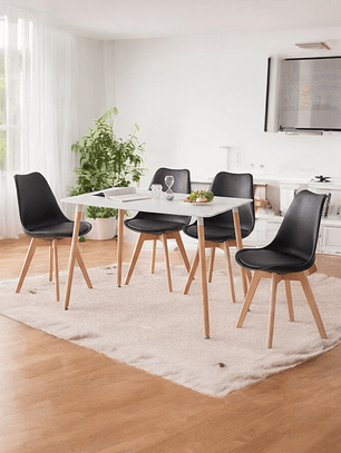 Comedor Mesa Rectangular Melamina 120x80 cm + Sillas Tulip