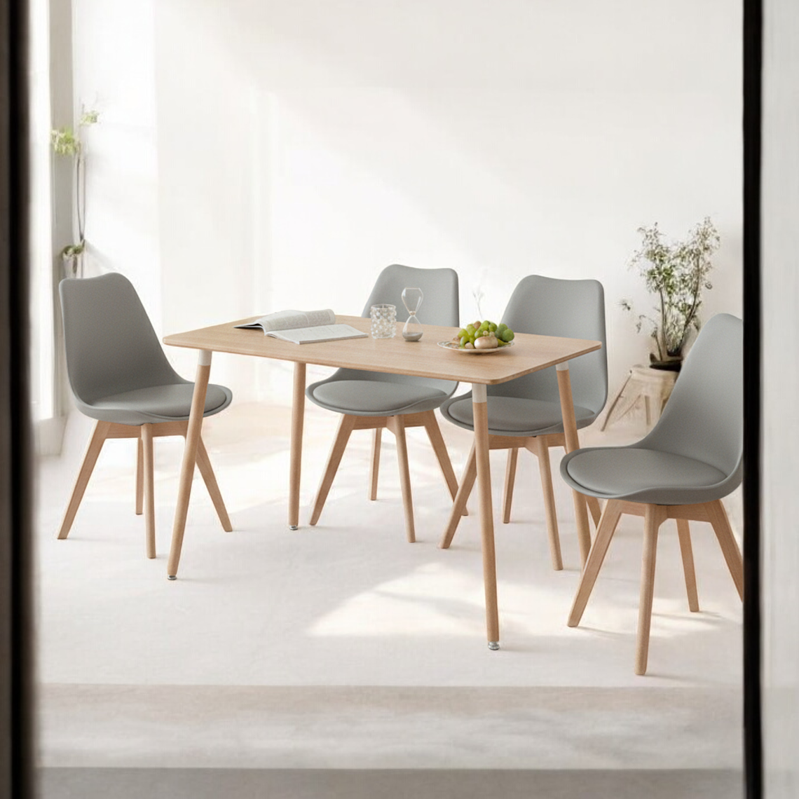 Comedor Mesa Rectangular Melamina 120x80 cm + Sillas Tulip 30