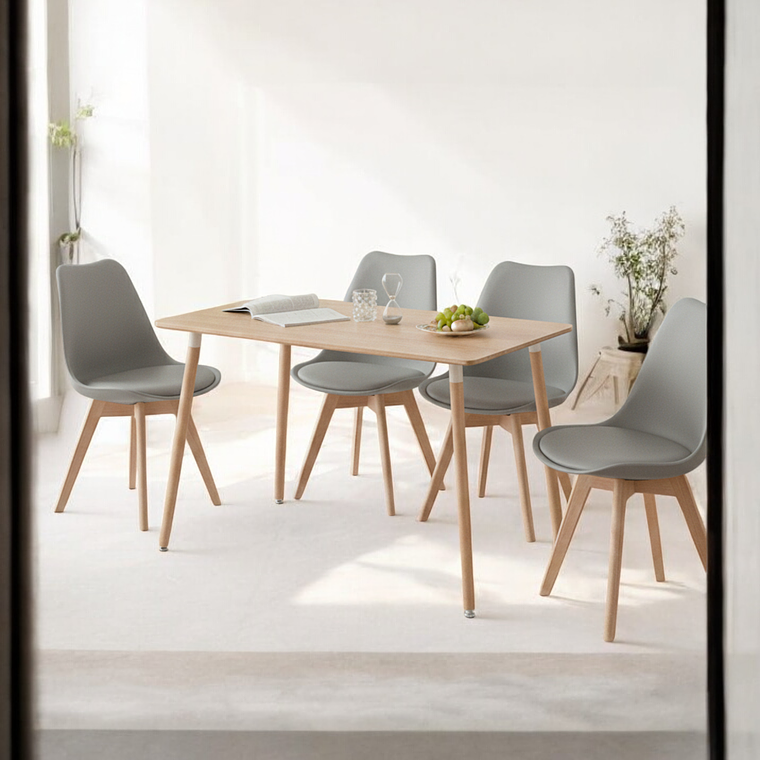 Comedor Mesa Rectangular Melamina 120x80 cm + Sillas Tulip 30