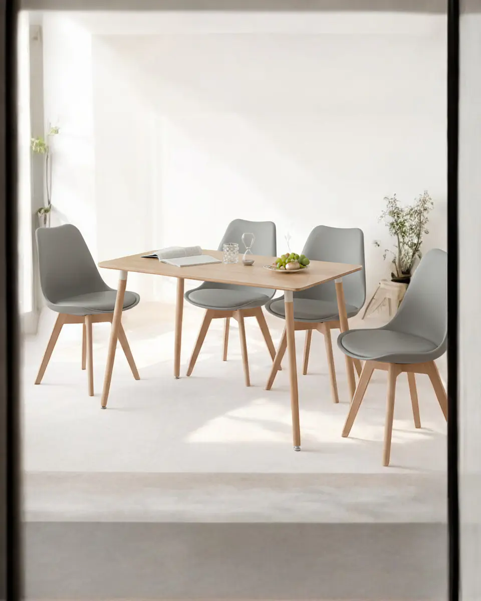 Comedor Rectangular Melamina con Sillas Tulip 30