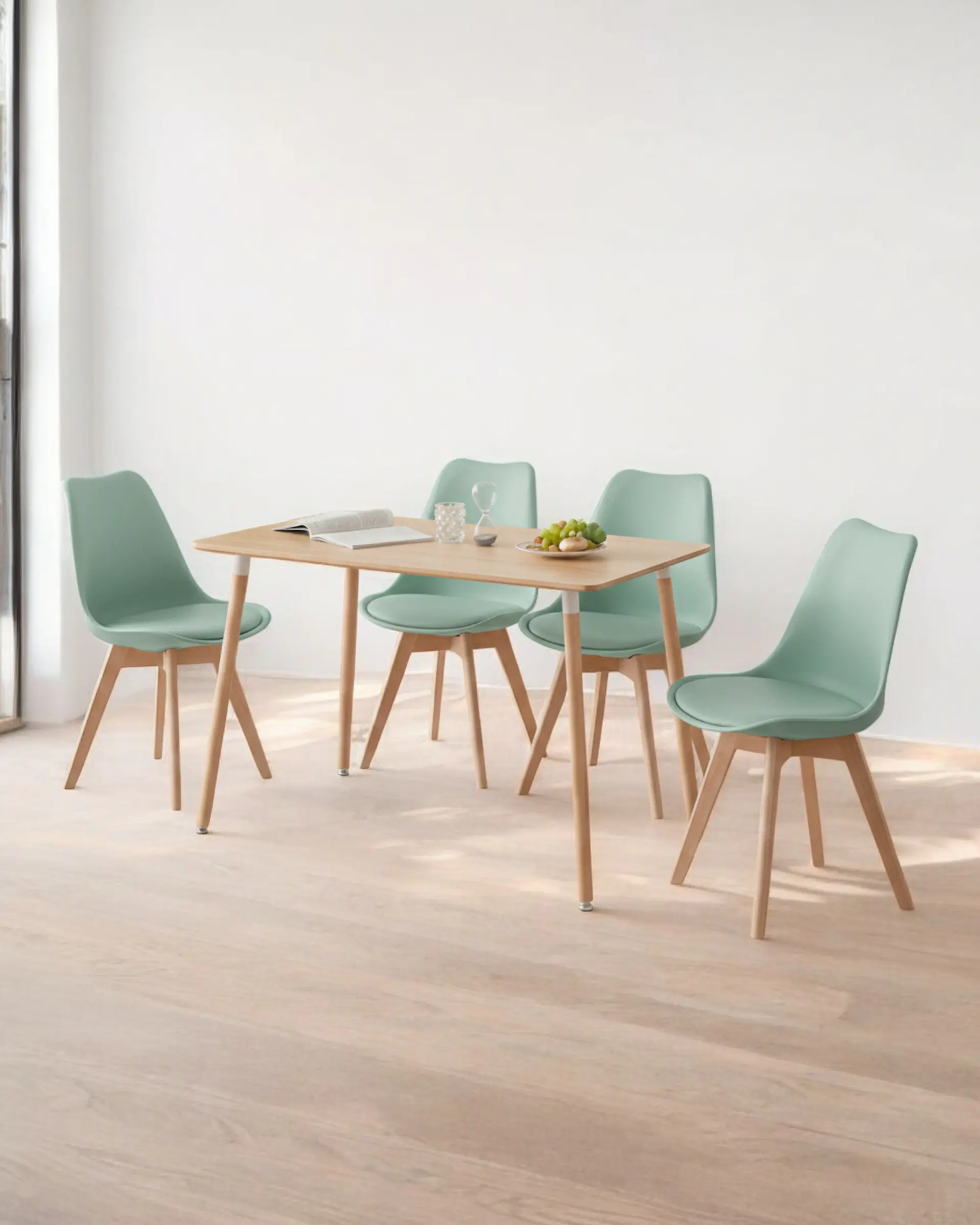 Comedor Rectangular Melamina con Sillas Tulip 32
