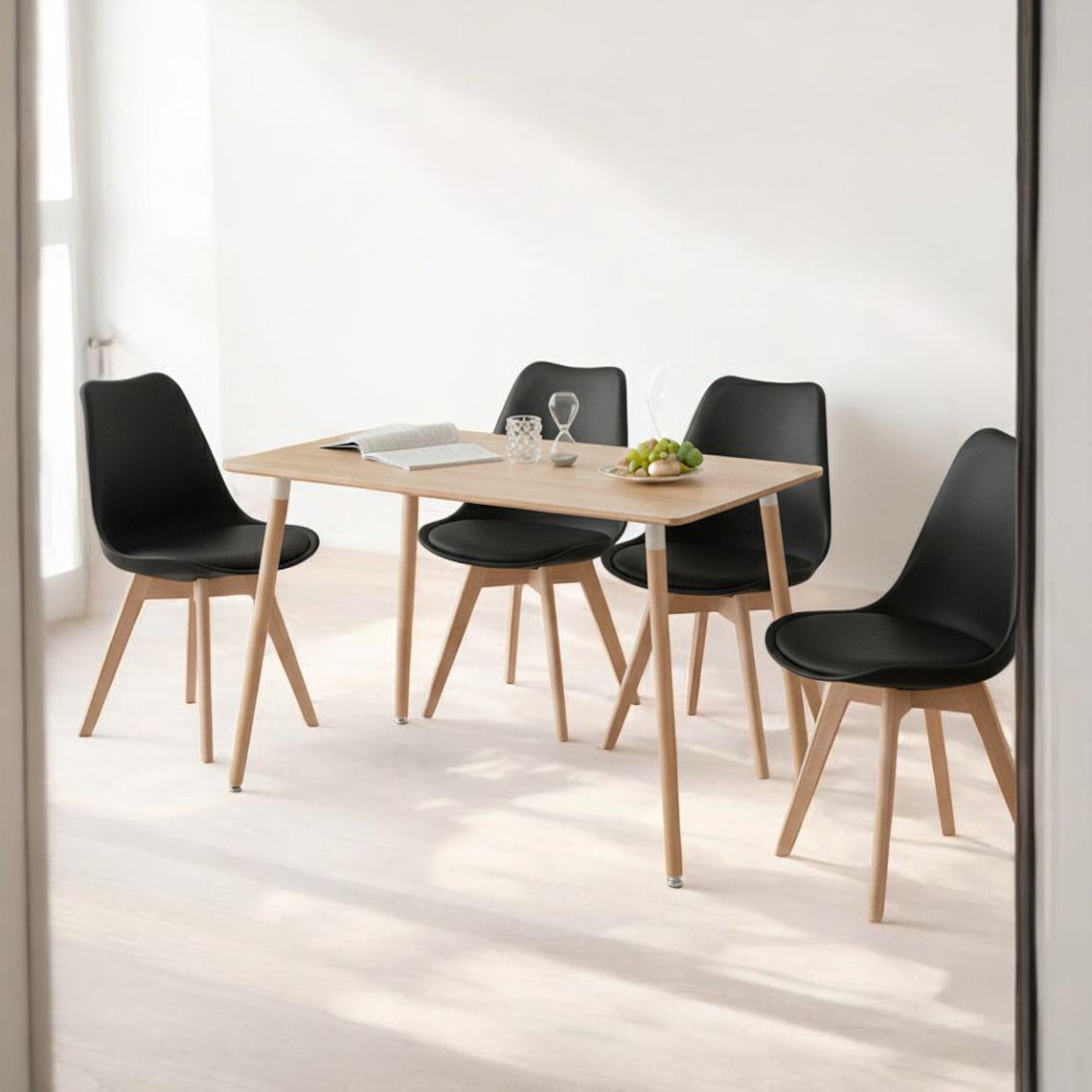 Comedor Mesa Rectangular Melamina 120x80 cm + Sillas Tulip 33