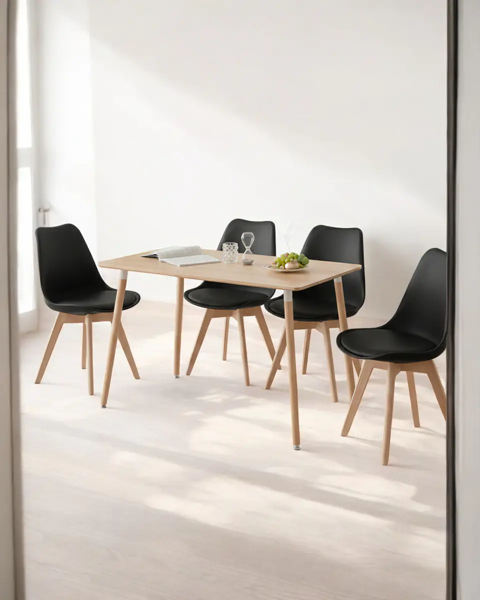 Comedor Rectangular Melamina con Sillas Tulip 33