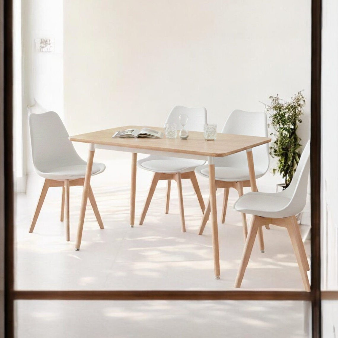 Comedor Mesa Rectangular Melamina 120x80 cm + Sillas Tulip 34