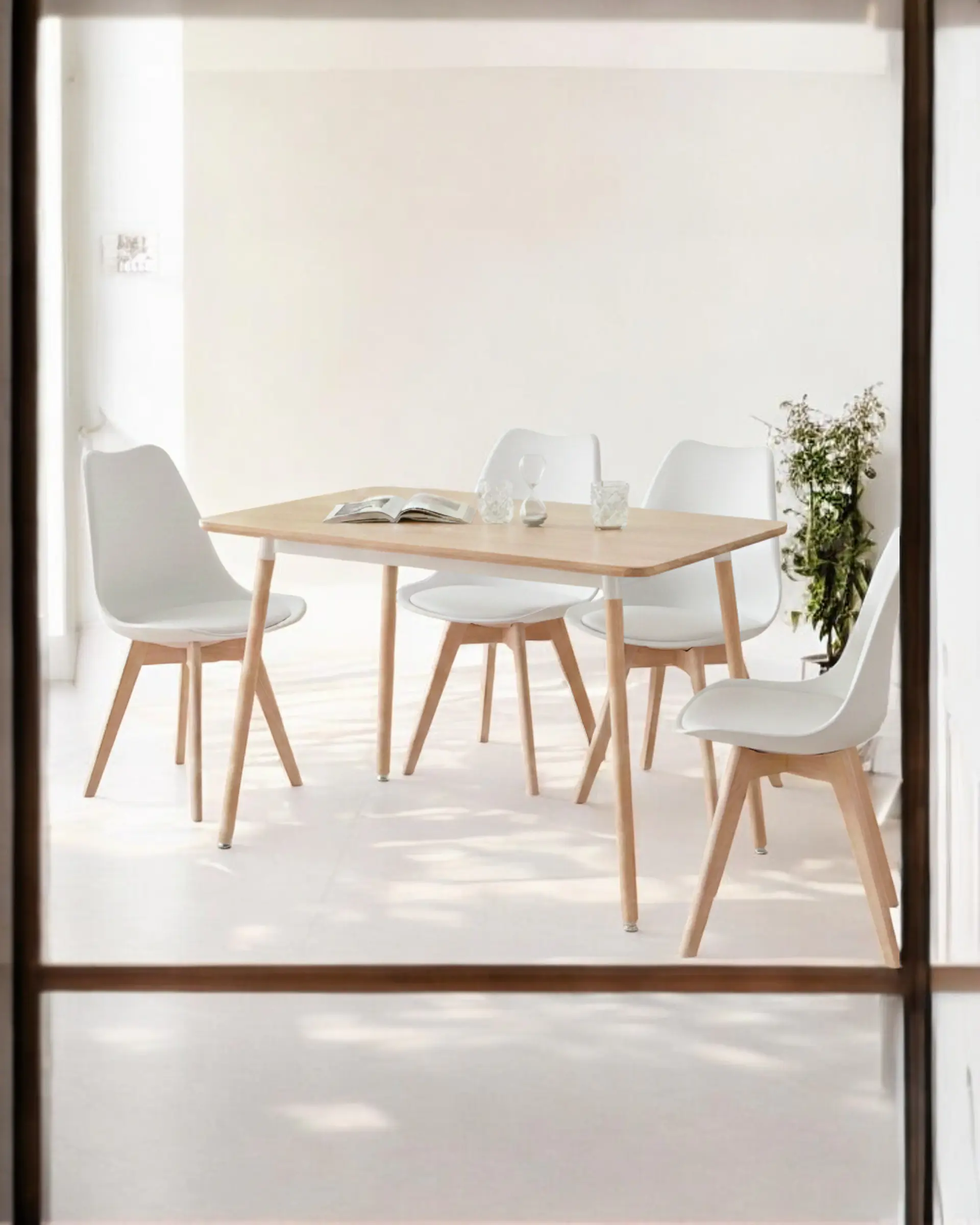Comedor Rectangular Melamina con Sillas Tulip 34