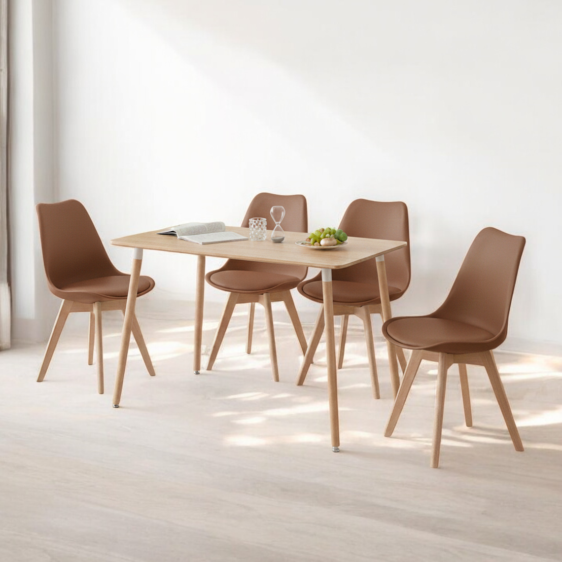 Comedor Mesa Rectangular Melamina 120x80 cm + Sillas Tulip 35