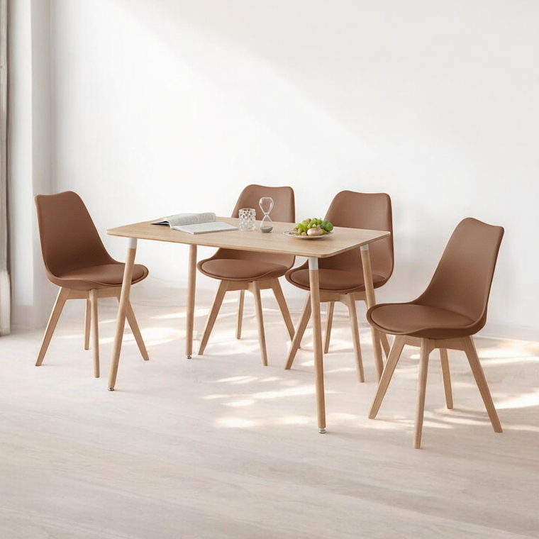 Comedor Mesa Rectangular Melamina 120x80 cm + Sillas Tulip 35