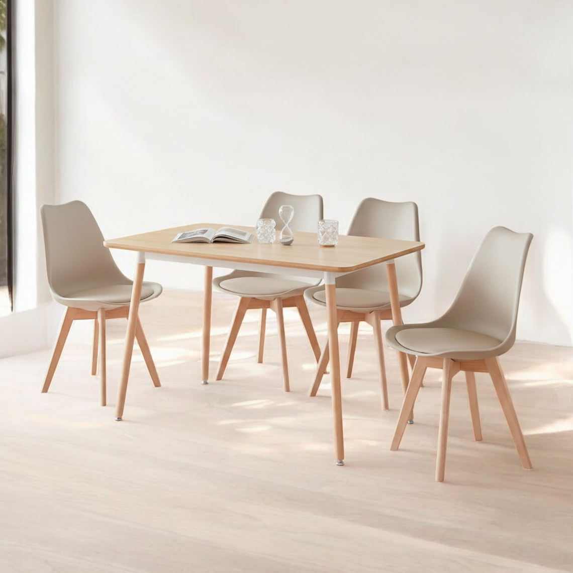 Comedor Mesa Rectangular Melamina 120x80 cm + Sillas Tulip 36