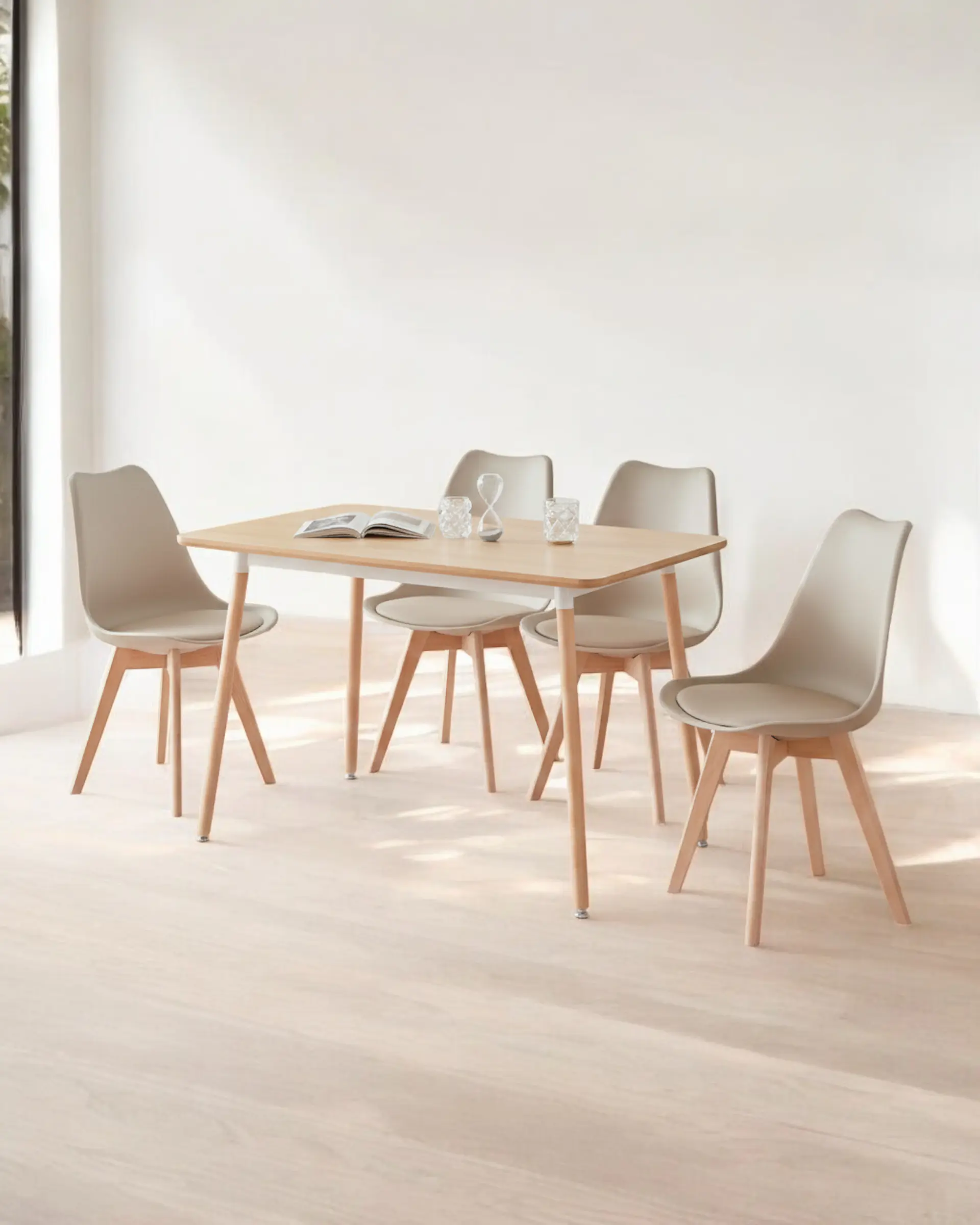 Comedor Rectangular Melamina con Sillas Tulip 36