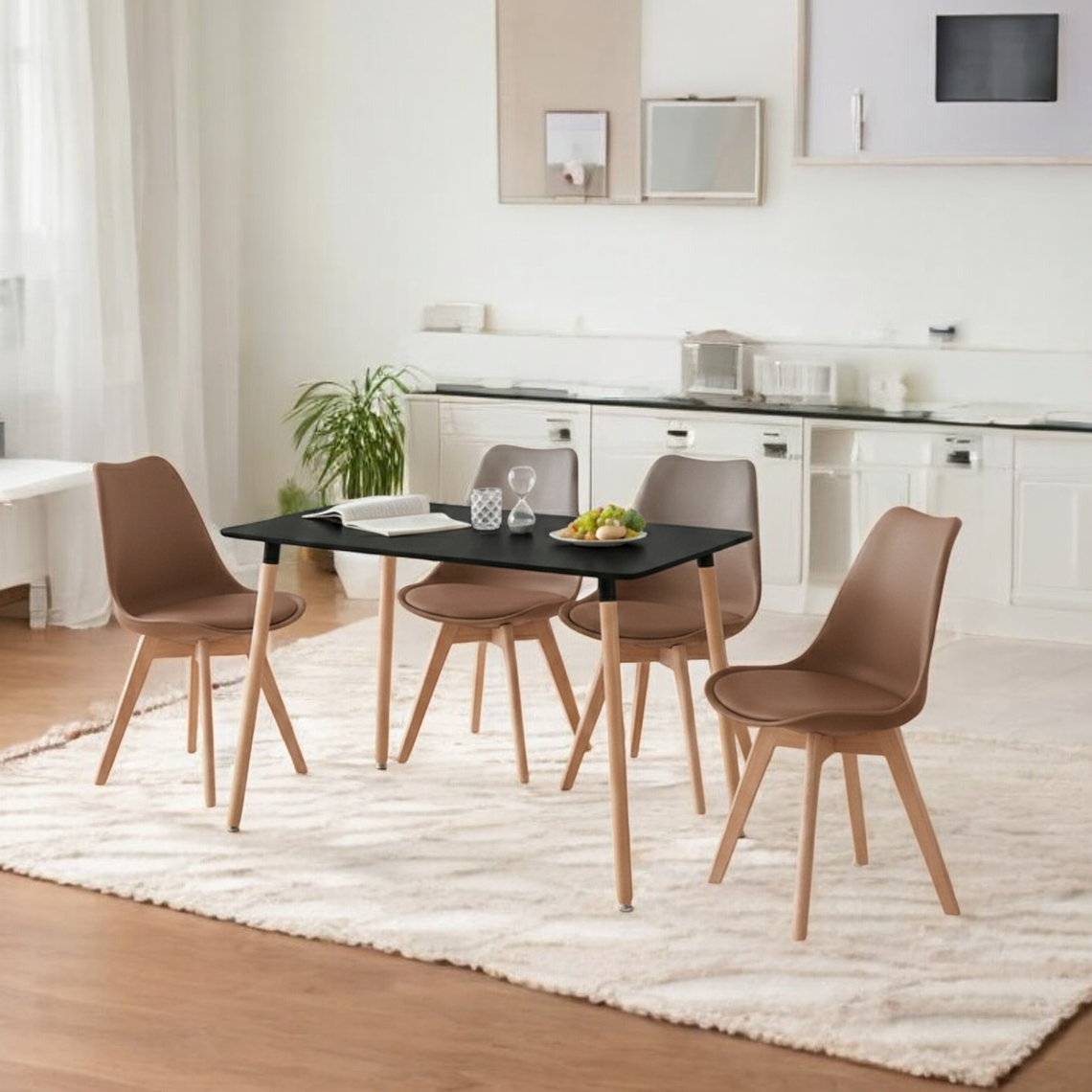 Comedor Mesa Rectangular Melamina 120x80 cm + Sillas Tulip 37