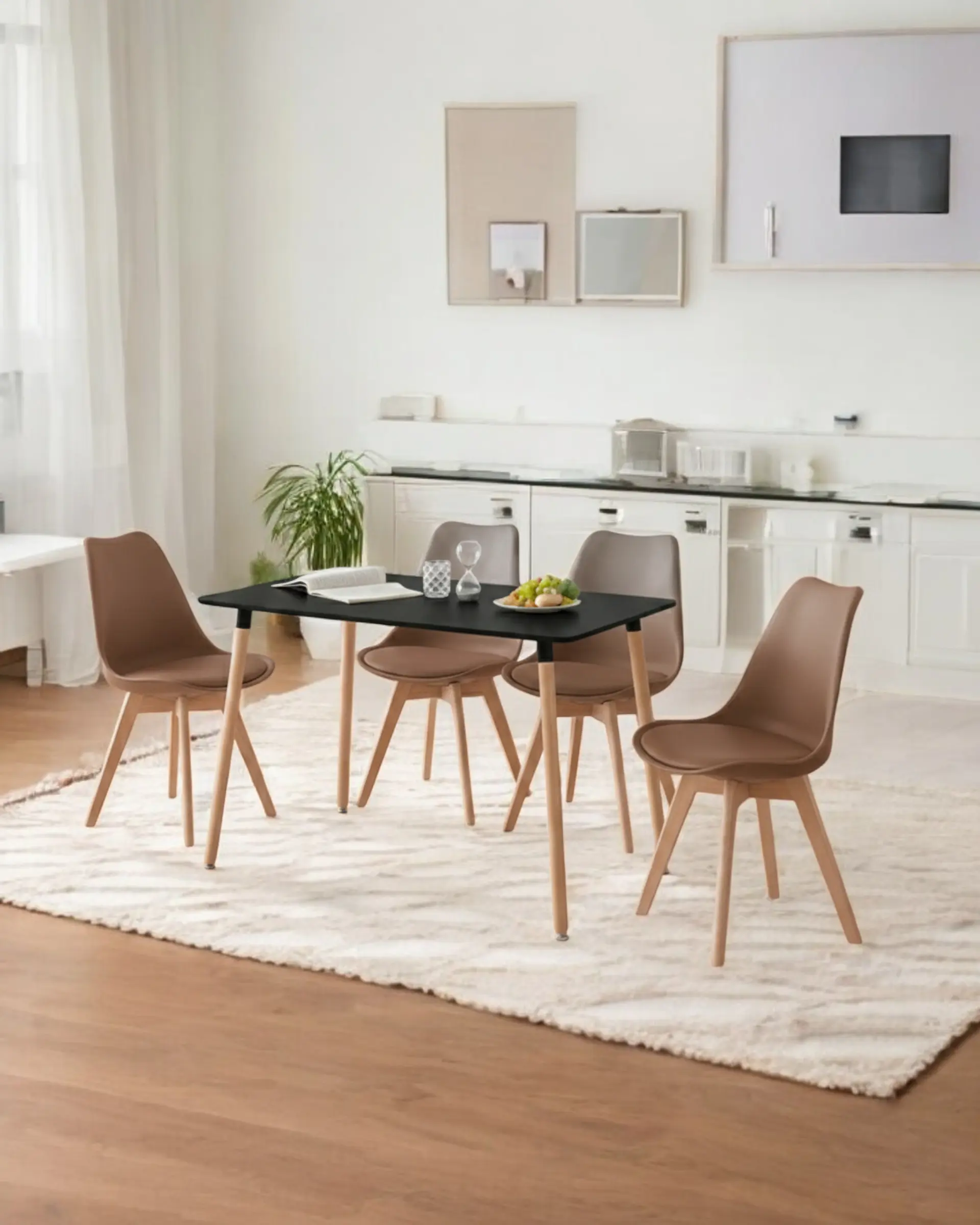 Comedor Rectangular Melamina con Sillas Tulip 37
