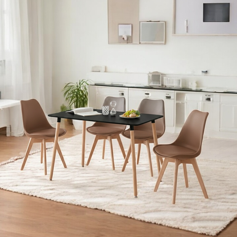 Comedor Mesa Rectangular Melamina 120x80 cm + Sillas Tulip 37