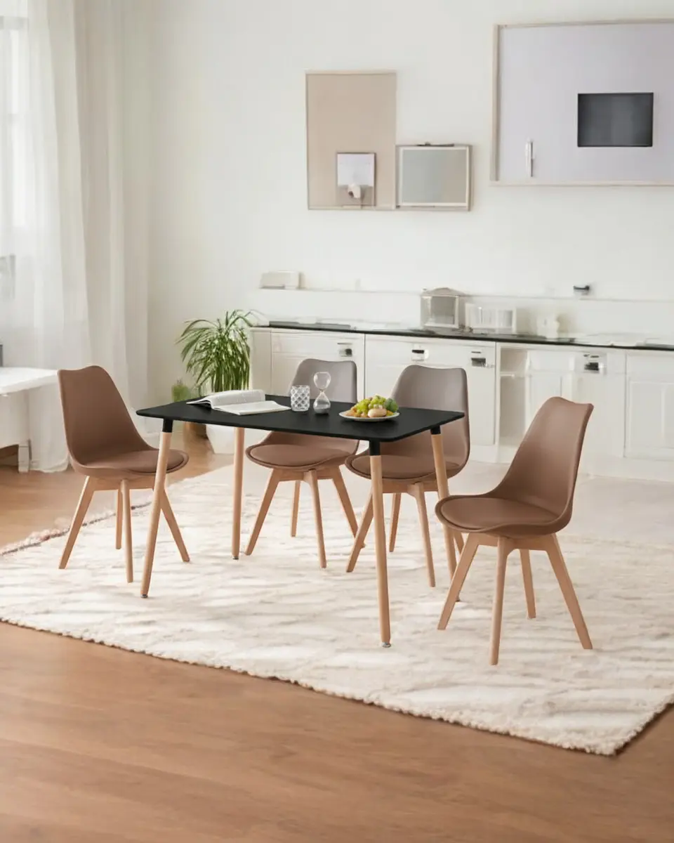 Comedor Rectangular Melamina con Sillas Tulip 37