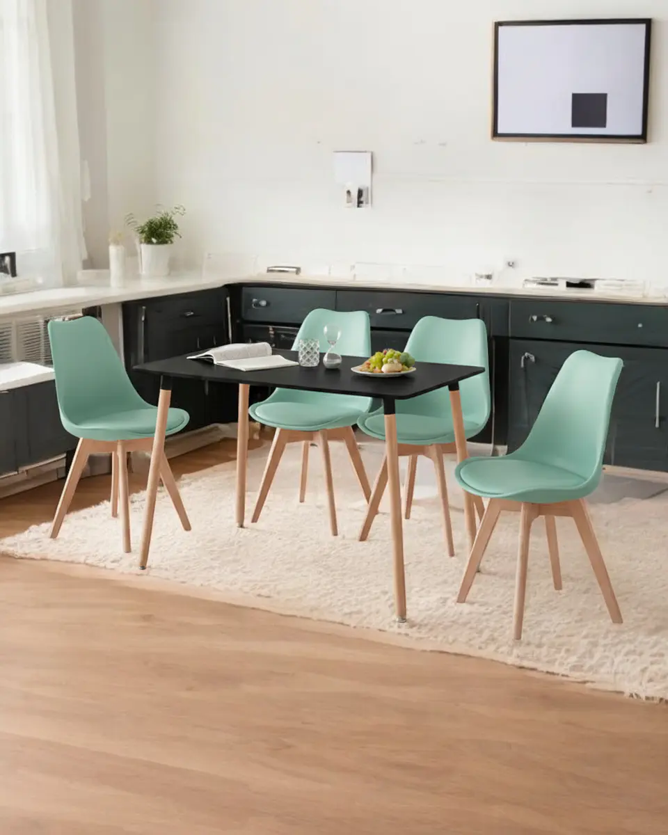 Comedor Rectangular Melamina con Sillas Tulip 38
