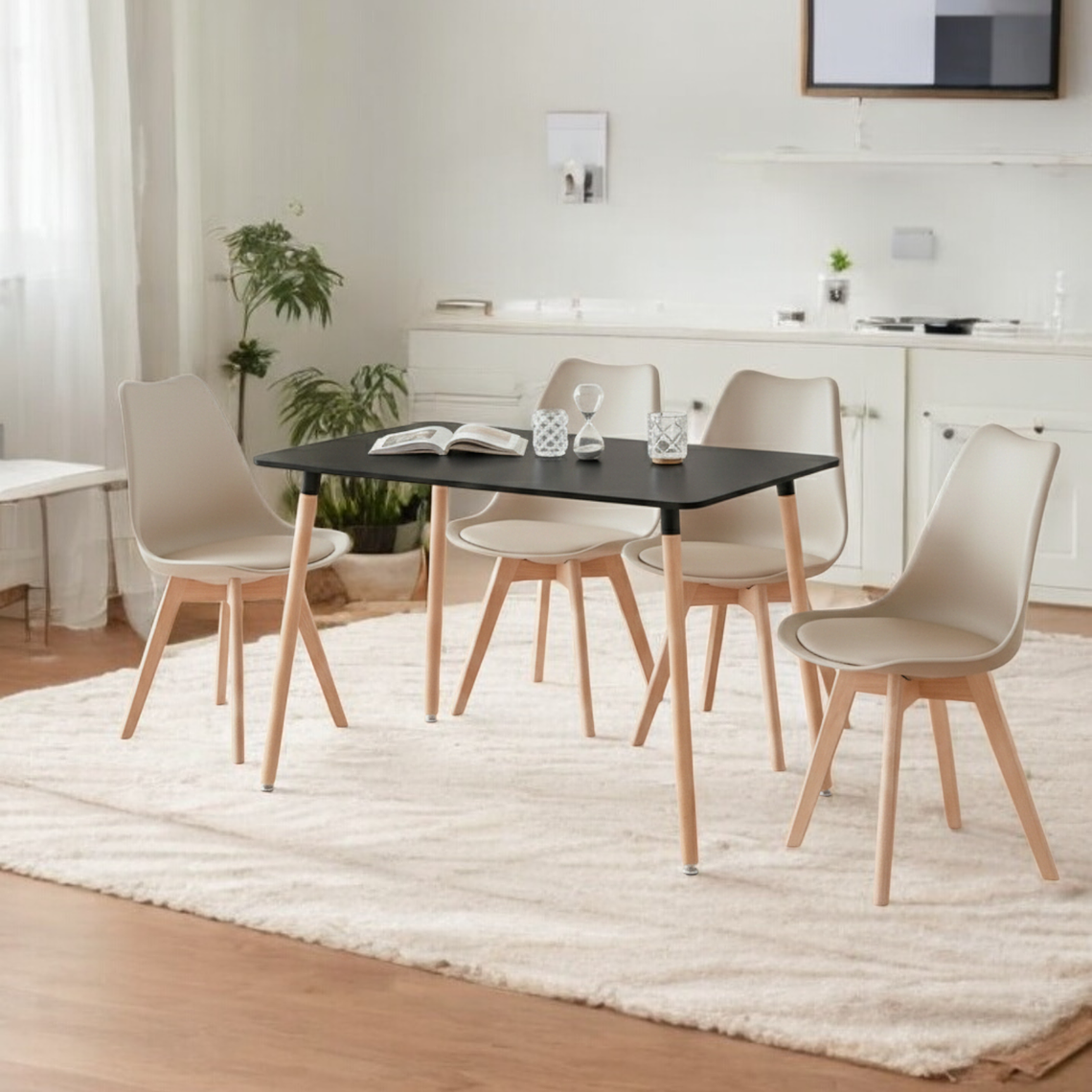 Comedor Mesa Rectangular Melamina 120x80 cm + Sillas Tulip 39