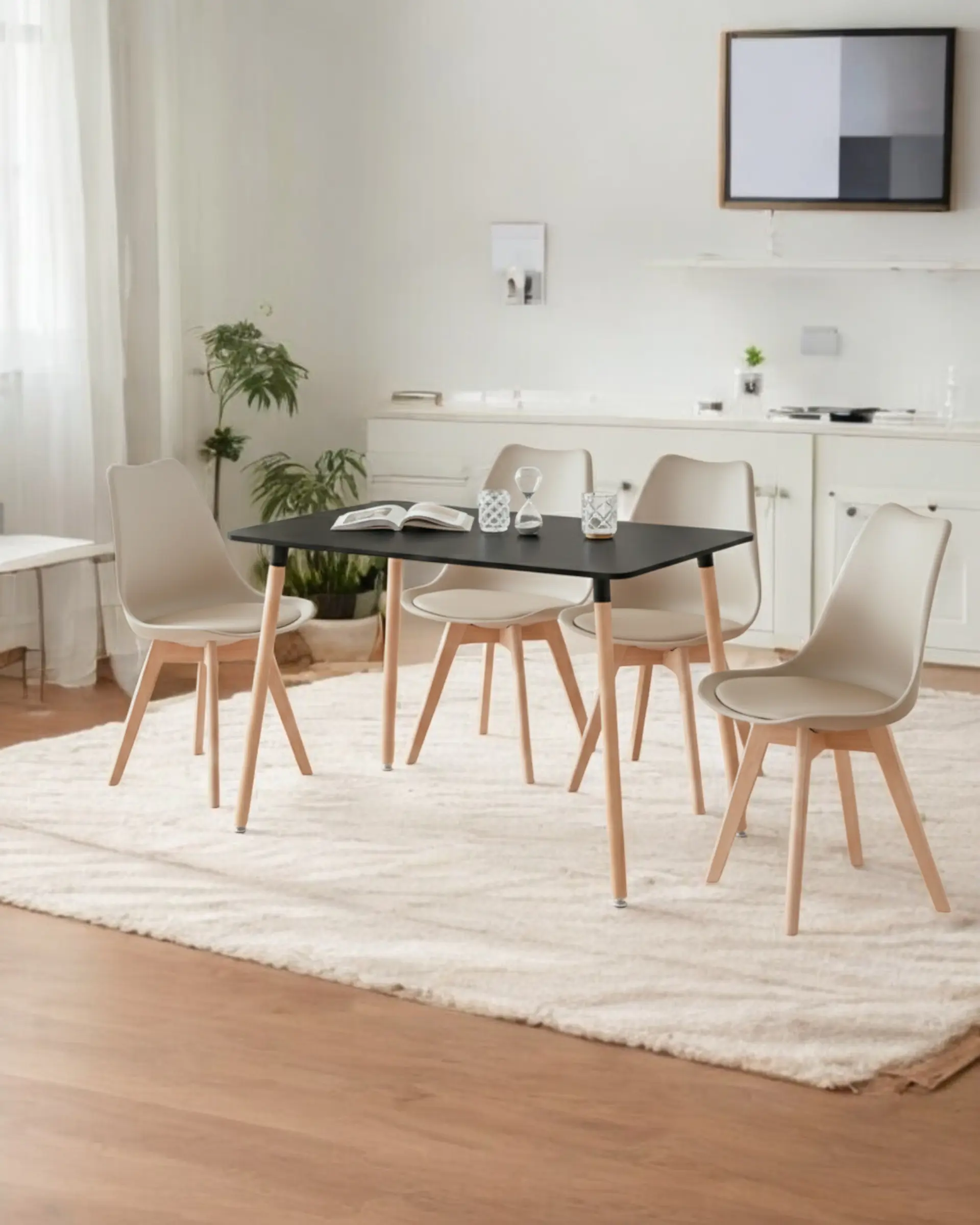Comedor Rectangular Melamina con Sillas Tulip 39