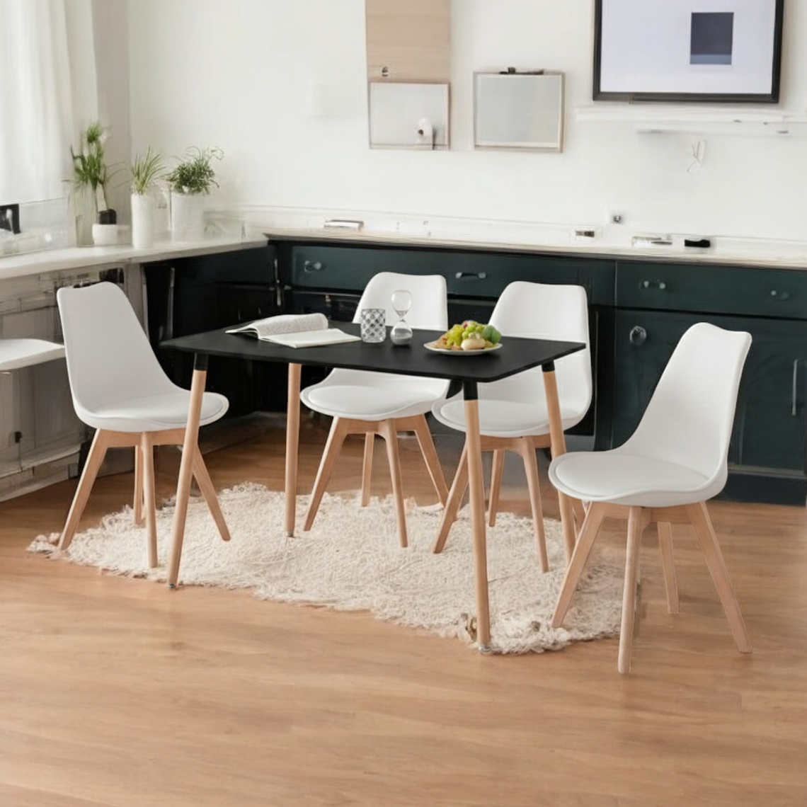 Comedor Mesa Rectangular Melamina 120x80 cm + Sillas Tulip 40