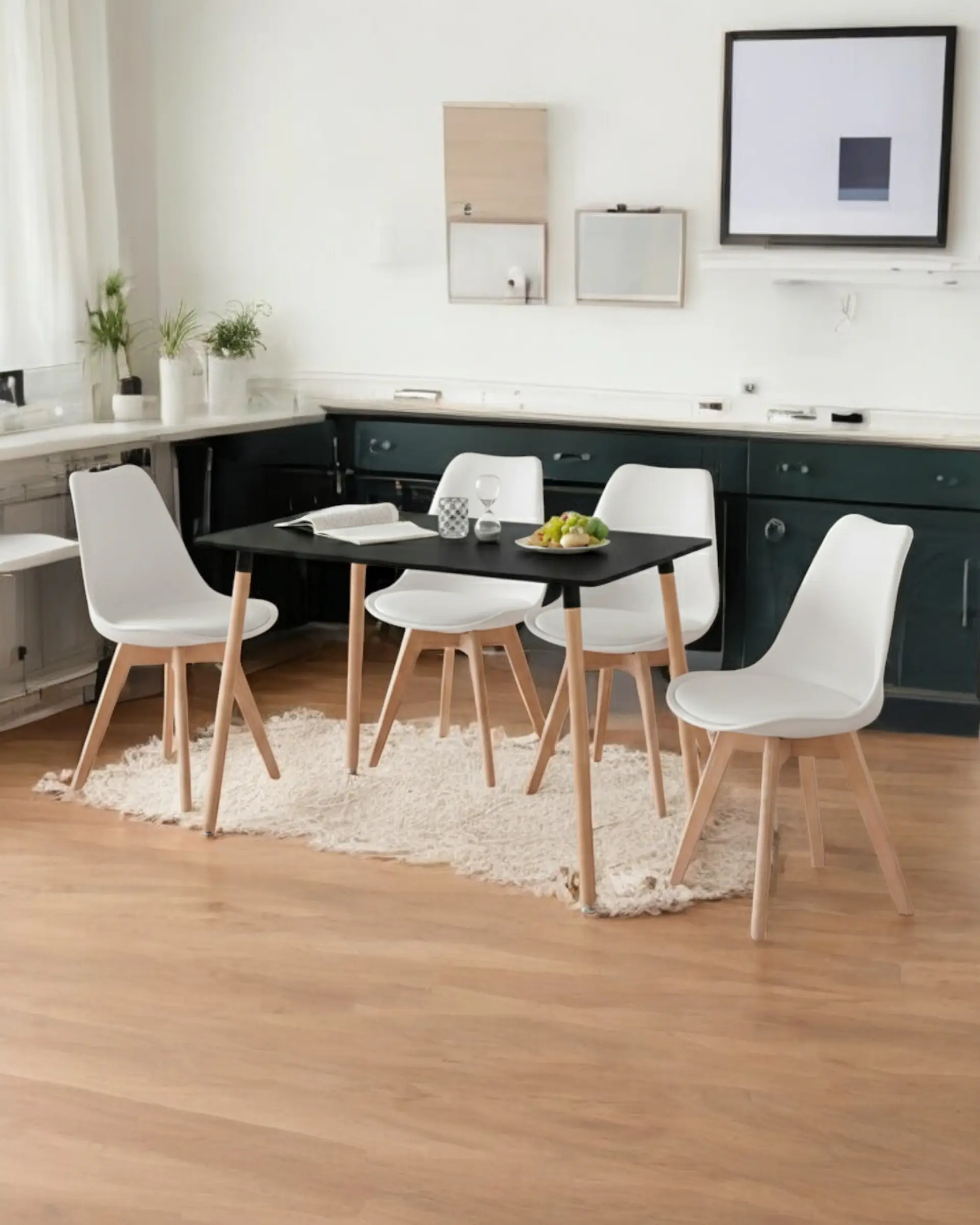 Comedor Rectangular Melamina con Sillas Tulip 40