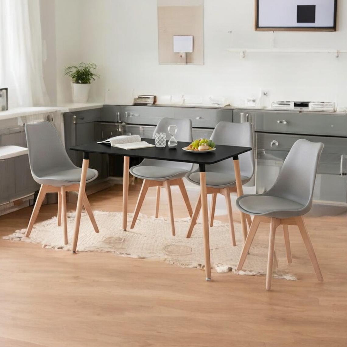 Comedor Mesa Rectangular Melamina 120x80 cm + Sillas Tulip 41