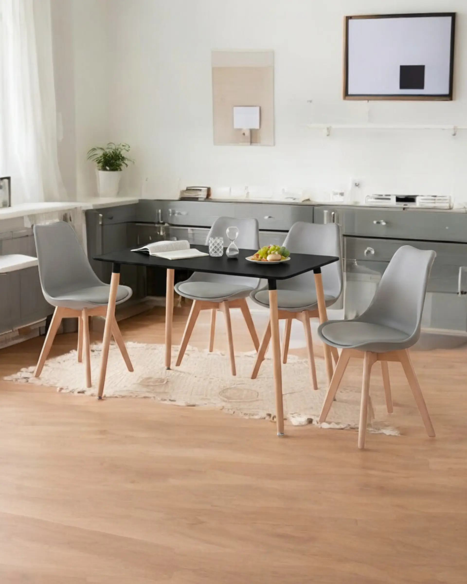 Comedor Rectangular Melamina con Sillas Tulip 41