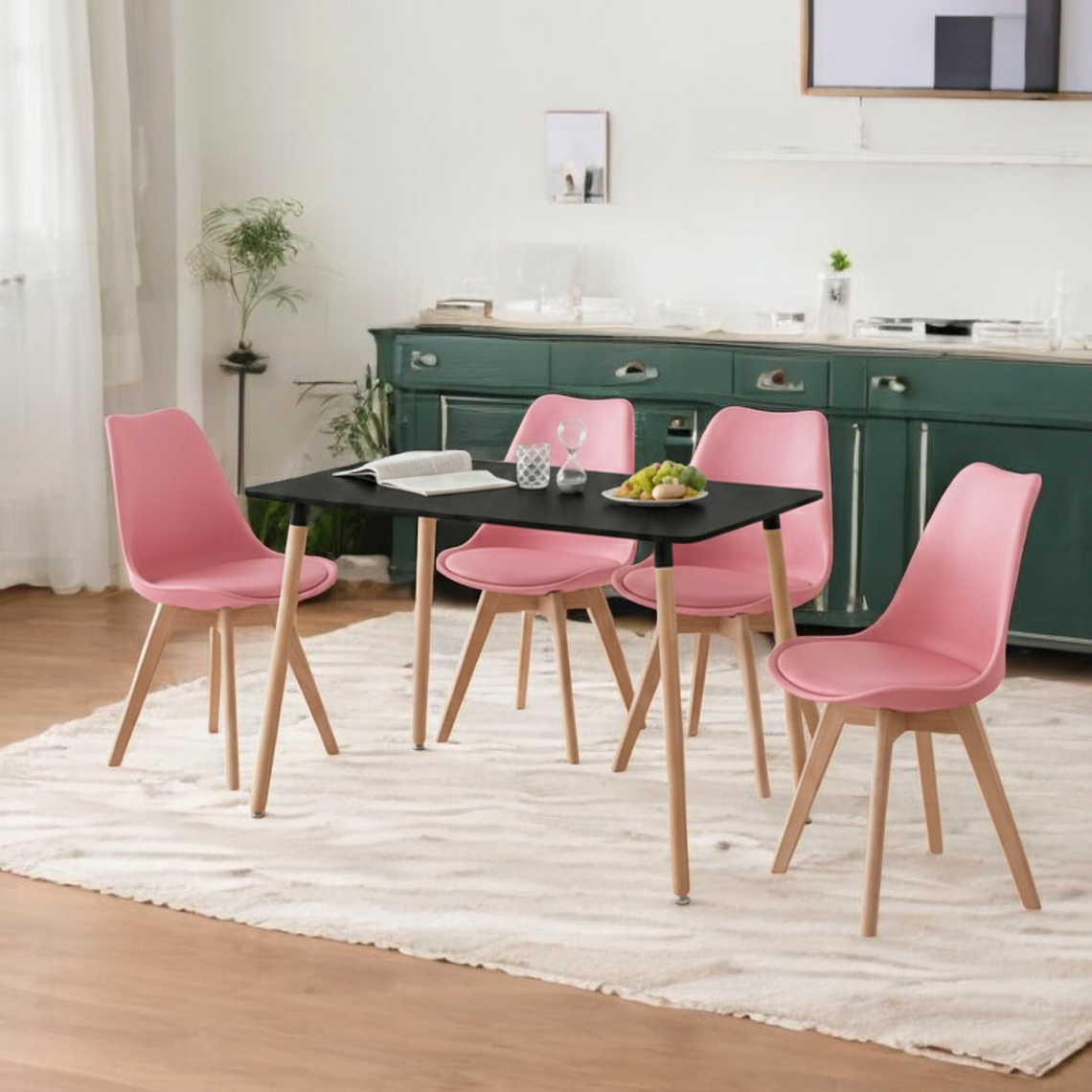 Comedor Mesa Rectangular Melamina 120x80 cm + Sillas Tulip 42