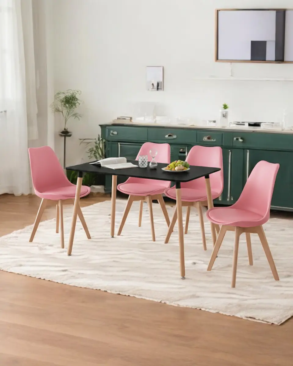 Comedor Rectangular Melamina con Sillas Tulip 42