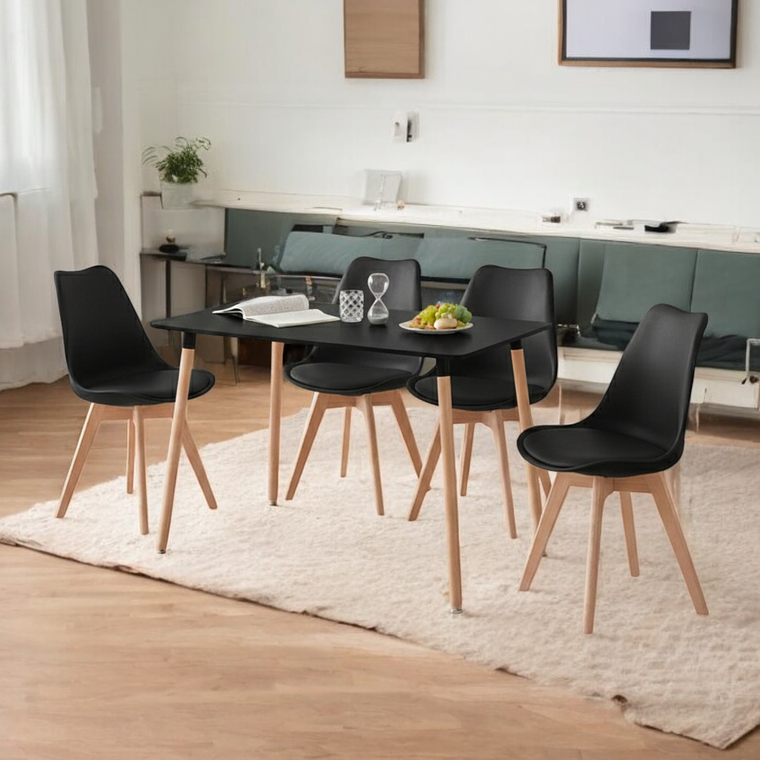 Comedor Mesa Rectangular Melamina 120x80 cm + Sillas Tulip 43