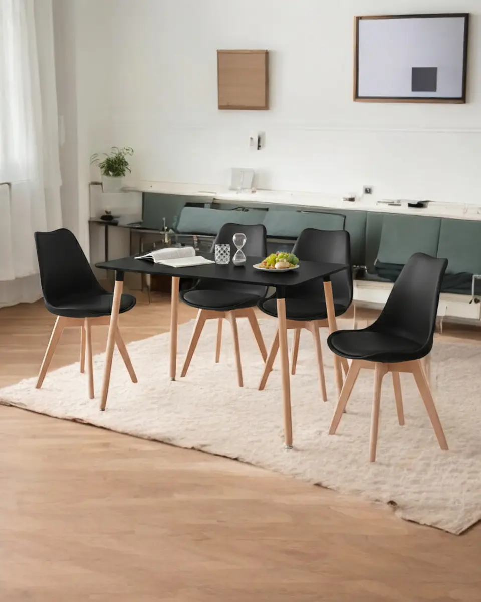 Comedor Rectangular Melamina con Sillas Tulip 43