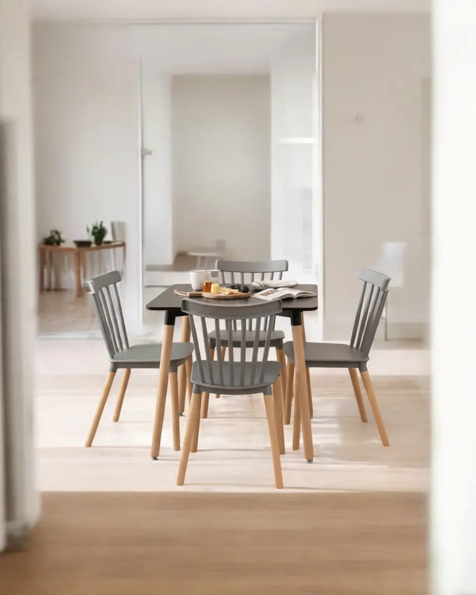 Comedor Cuadrado Melamina con Sillas Windsor 3