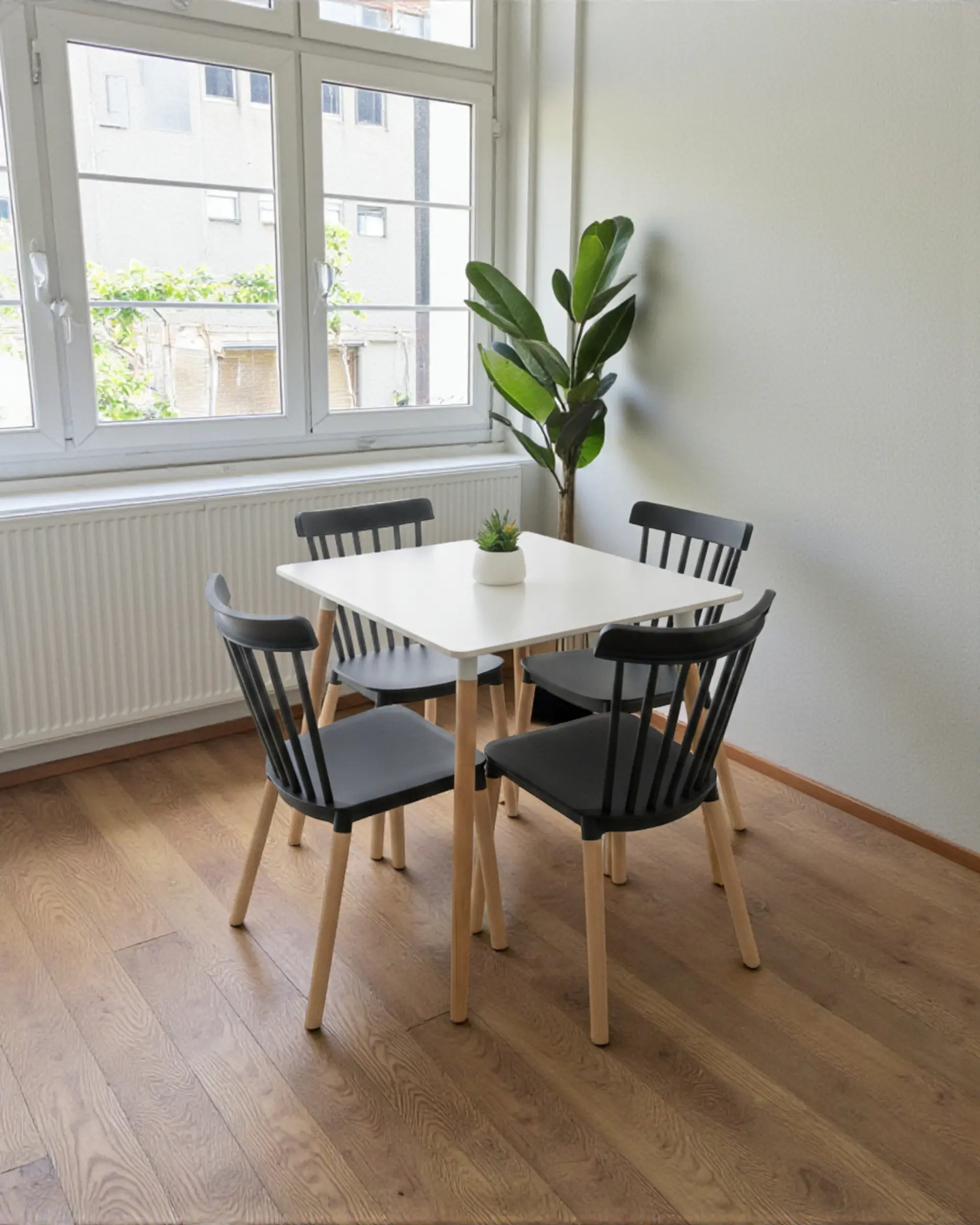 Comedor Cuadrado Melamina con Sillas Windsor 6