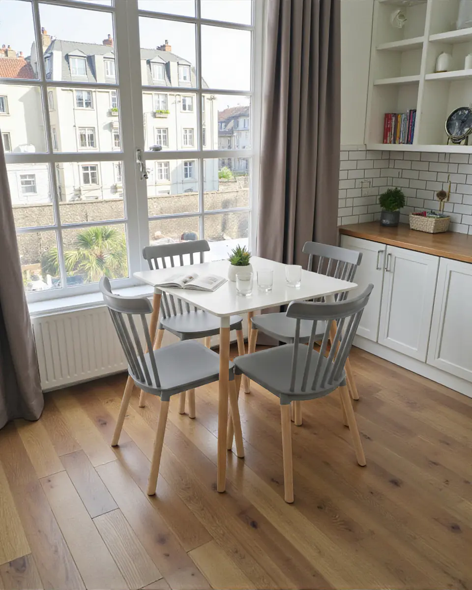 Comedor Cuadrado Melamina con Sillas Windsor 8