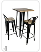 Mesa Bar Tolix + 2 Taburetes Tolix con Respaldo y Asientos con Madera 77 cm - Miniatura 1