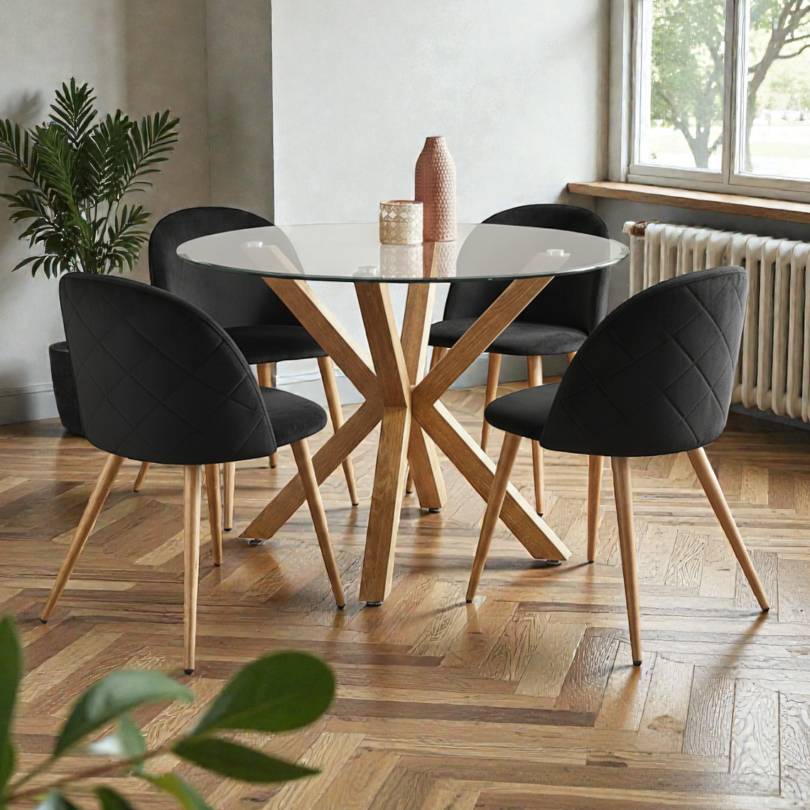 Comedor Mesa Redonda Madrid + Sillas Luxury Wood 2