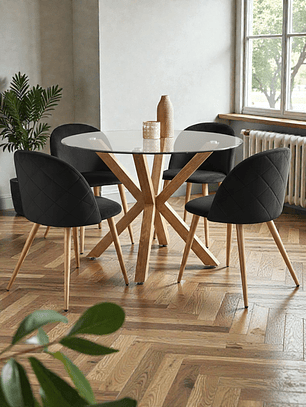 Comedor Mesa Redonda Madrid + Sillas Luxury Wood
