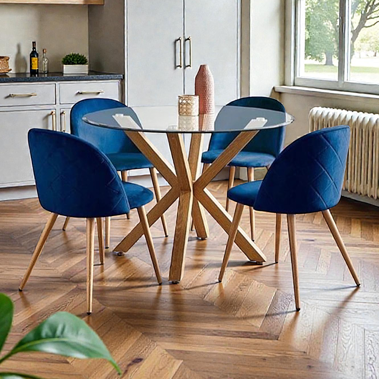 Comedor Mesa Redonda Madrid + Sillas Luxury Wood 6