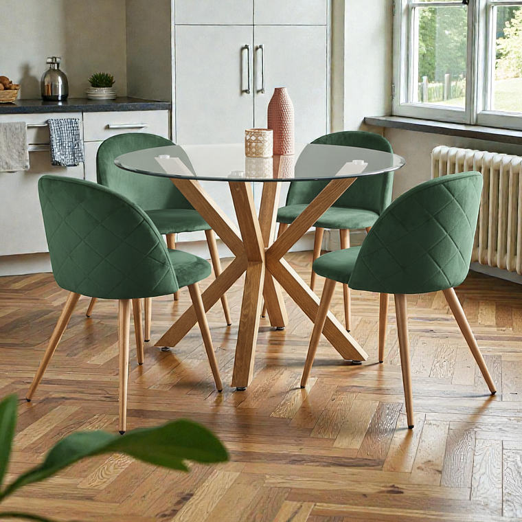 Comedor Mesa Redonda Madrid + Sillas Luxury Wood 4