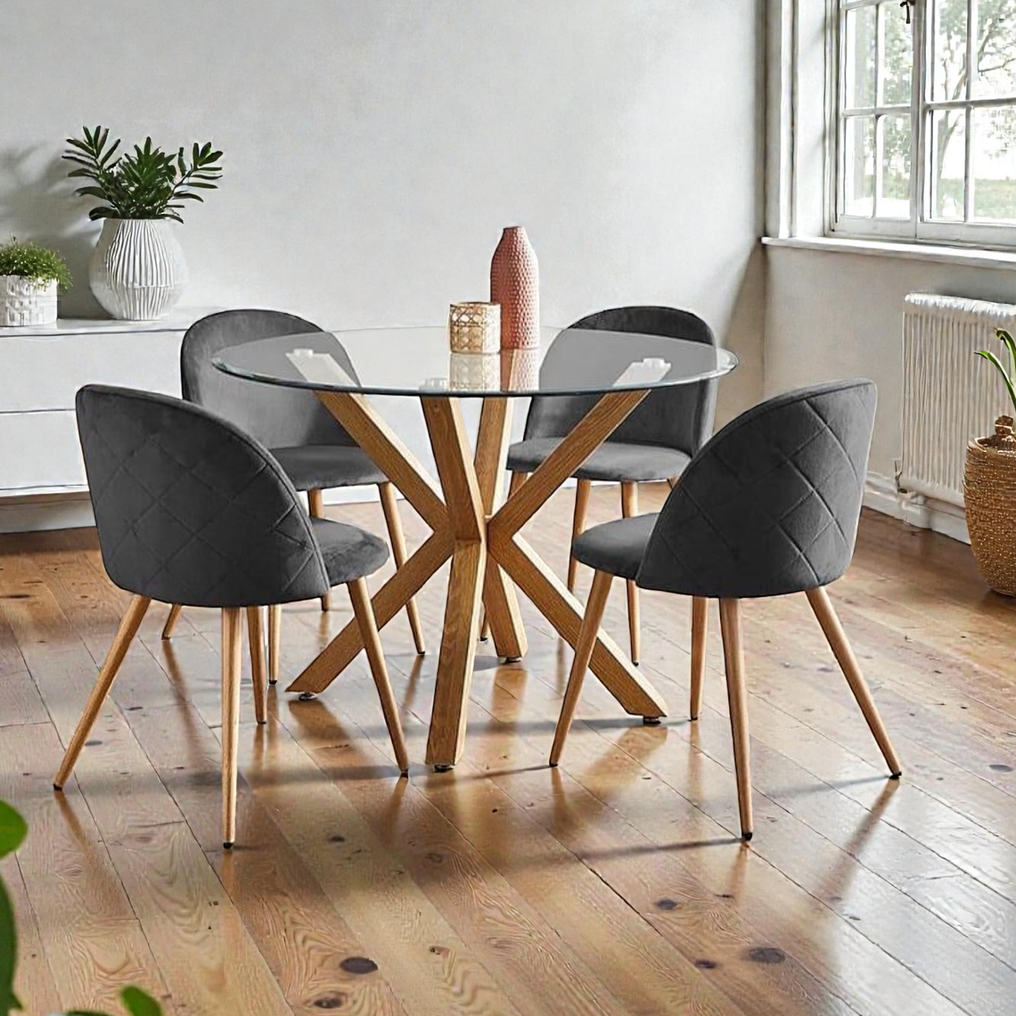 Comedor Mesa Redonda Madrid + Sillas Luxury Wood 3