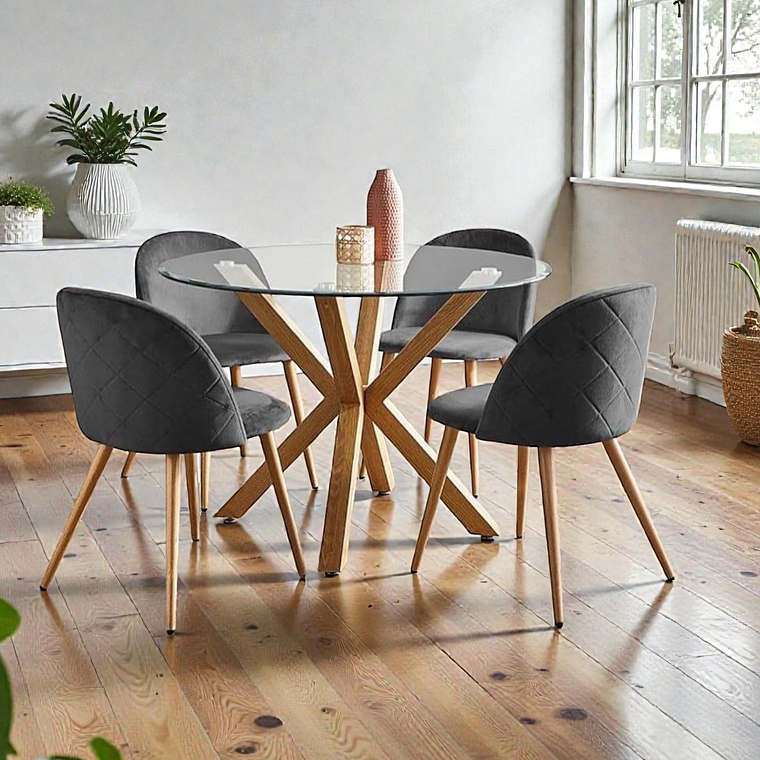 Comedor Mesa Redonda Madrid + Sillas Luxury Wood 3