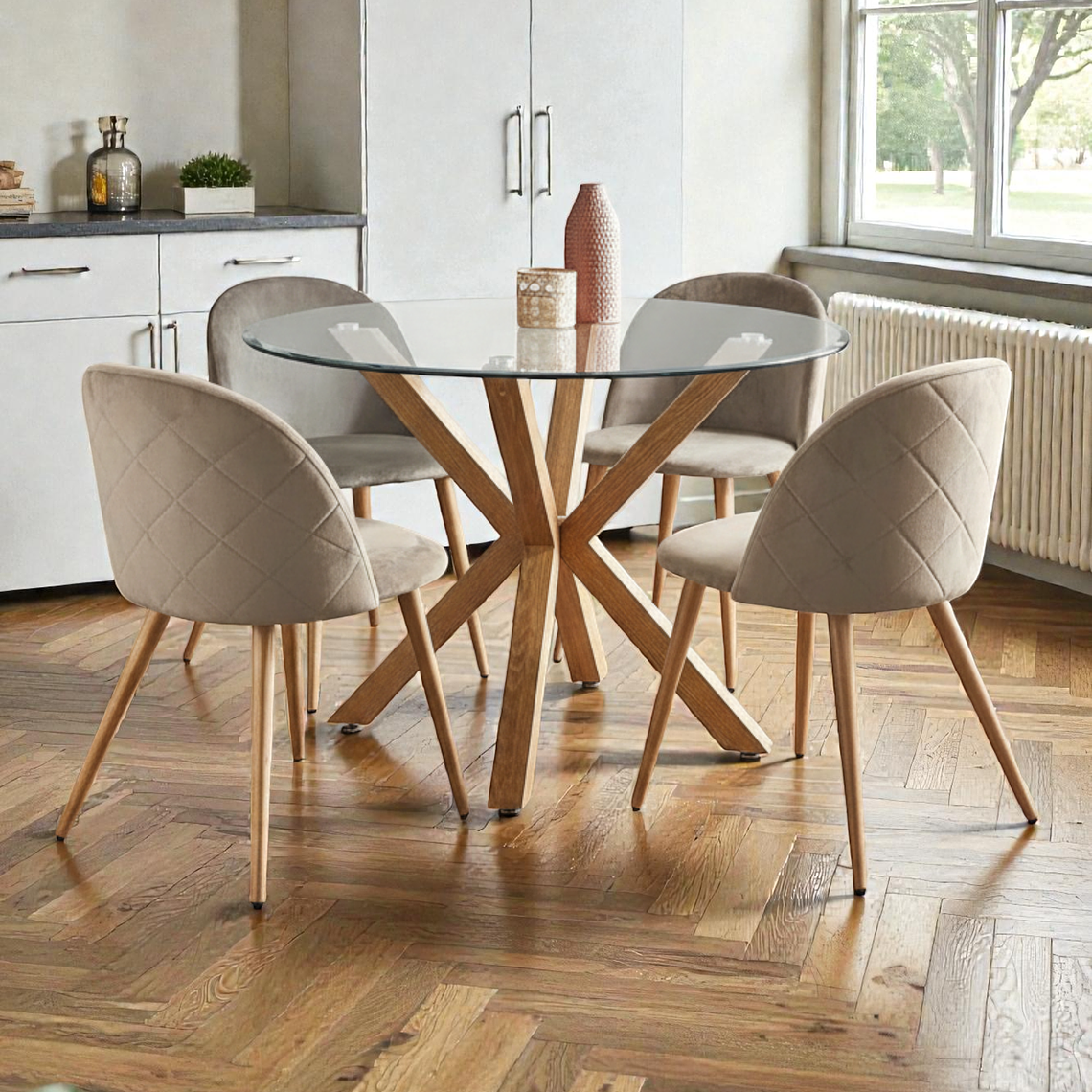 Comedor Mesa Redonda Madrid + Sillas Luxury Wood 1