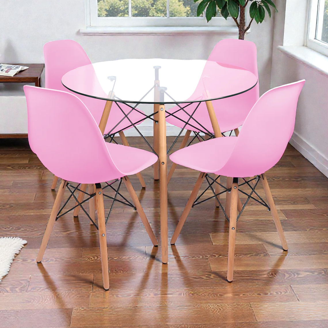 Comedor Mesa Redonda Vidrio Eames + Sillas Eames 6