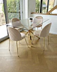 Comedor Rectangular Vidrio Madrid Gold con Sillas Luxury Gold  - Miniatura 1