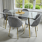 Comedor Mesa Rectangular Vidrio Paris Gold + Sillas Luxury Gold - Miniatura 2