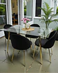 Comedor Mesa Rectangular Vidrio  Paris Gold con Sillas Luxury Gold - Miniatura 3