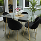 Comedor Mesa Rectangular Vidrio Paris Gold + Sillas Luxury Gold - Miniatura 3